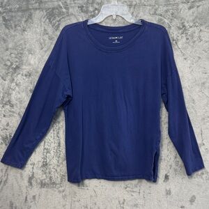 Ultra Flirt Blue 3/4 Sleeve Tee 1X cotton casual